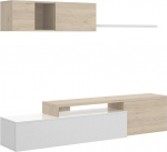 Dmora - Baker seinam&ouml;&ouml;bli moodulnurga elutoa komplekt, elutoa m&ouml;&ouml;bli mitme positsiooniga teleripult, 201 x 41 x 180 cm, valge ja tamme v&auml;rvi