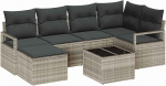 Rantry 7-teiliges Garten Sofa Set mit Kissen grau Poly Rattan Gartenlounge Model3355131