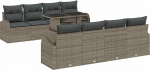 Rantry 9-teiliges Garten Sofa Set mit Kissen Grau Poly Rattan Gartenlounge Model3348605