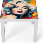 DEQORI klaasist laud | Valge v&auml;ike 55 x 55 cm | Diva v&auml;rvide r&uuml;pes | Ebatavaline klaasist k&uuml;ljelaud | K&otilde;rgl&auml;ikega kohvilaud elutuppa | Moodne disainiga diivanilaud