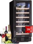 Klarstein Wine Fridge, Freestanding Small Drinks Fridge, Slim 1-Zone Wine Refrigerator with Glass Door, Indoor/Outdoor Beersafe, Fridge Small with UV Protection, 5-18 &deg;C, 81 Litres / 29 Bottles