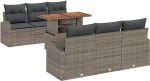 7-teiliges Garten-Sofaset mit Kissen Grau Poly Rattan, 2-Sitzer Garten-Sofa mit Stauraum & Kissen Grau Poly Rattan Gartenlounge Model3358267
