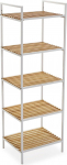 Versa Willow Furniture for Bathroom, Organiser Shelf with 5 Compartments, Dimensions (H x L x W): 120 x 32.5 x 39 cm, Bamboo and Metal, White