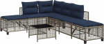 3-teiliges Ecksofa-Set f&uuml;r den Garten mit Kissen, grau, Polyrattan Diivan Model365450