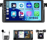 [8Cores 4G + 64G] Hikity Car Radio Android 15 BMW 3 seeria E46 1999-2005 9-tollise puuteekraaniga autoraadio 1280 x 720 pikslitega 32EQ DSP FM RDS traadita Carplay Android GPS navigatsioon WiFi