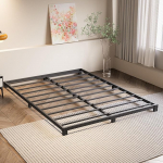 VERFARM metallist platvormvoodi, voodiraam 140 x 190 cm, k&otilde;rgus 8 cm, metallist voodi metallist liistudega, kaasaegne metallist voodi t&auml;iskasvanutele, lastele, teismelistele, lihtne kokkupanek, kaheinimesevoodi, must