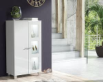 Furneo Anrichte Mia 02 - Wei&szlig;er Sideboard Schrank in Matt und Hochglanz mit wei&szlig;er LED Beleuchtung