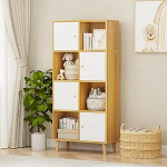 Lvhcmfohm 8-kohaline raamaturiiul, raamaturiiul seisva riiuliga, ruumijaotur riiul 4 ukse ja 4 jalaga (tamme v&auml;rvi, 64,5 x 30 x 138 cm)