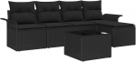 Rantry 6-teiliges Garten Sofa Set mit Kissen Schwarzes Poly Rattan Gartenlounge Model3345333