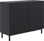 Selsey kapp sahtlitega, 100 cm lai, must kaasaegne kapp kahe ukse ja freesitud esik&uuml;ljega, 2 vaikset sahtlit, kappide ja k&uuml;laliskappide, stabiilsus t&auml;nu metalljalgadele