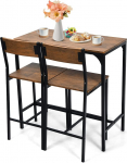 COSTWAY 3-osaline baarilaua komplekt, s&ouml;&ouml;gilaud koos 2 baaritooliga, s&ouml;&ouml;gikomplekt metallraamiga, k&ouml;&ouml;gibaarist istumiskomplekt, k&ouml;&ouml;gilaud, baarilaud, puit, bistro laud k&ouml;&ouml;ki, s&ouml;&ouml;gituppa