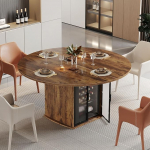 IBF &Uuml;mmargune s&ouml;&ouml;gilaud K&ouml;&ouml;gilaud 4-6 inimesele Kaasaegne s&ouml;&ouml;gilaud riiulitega puidust disainiga koduseks ruumiks k&uuml;lmkapi jaoks Vintage Brown Black 120 cm