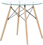 FURNITABLE klaasist s&ouml;&ouml;gilaud, &uuml;mmargune s&ouml;&ouml;gilaud, k&ouml;&ouml;gilaud 4 inimesele, skandinaavia elutoa laud, naturaalsed jalad, 80 x 80 x 74 cm