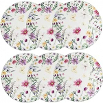 KICHOUSE 6 &uuml;mmarguse lillemustriga linane kohtmattide komplekt, p&uuml;hkige puhtaks, pestav, kuumakindel, mittelibisev, dekoratiivne kohtmatt k&ouml;&ouml;gi, s&ouml;&ouml;gitoa, restorani ja kodu jaoks.