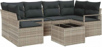 Rantry 7-teiliges Garten Sofa Set mit Kissen Hellgrau Poly Rattan Gartenlounge Model3354951