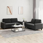 Gecheer 2-osaline diivanikomplekt, diivanikomplekt, lounge diivan, polsterdatud diivan, diivanikomplekt, istumism&ouml;&ouml;bel, elutoa diivan, pehme m&ouml;&ouml;bel, tugitool, diivan, disain diivan, aia diivan, must kangas