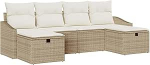 6-teiliges Garten-Sofa-Set mit Kissen Beige Poly Rattan Gartenlounge Model3359320