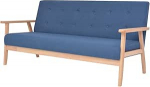 3-Sitzer-Sofa, Skandinavisches Design, Stoff Blau, 158 cm Breite, Massivholzrahmen, Bequeme Polsterung, Ideal f&uuml;r Wohnzimmer, Schlafzimmer, B&uuml;ro, Entspannung