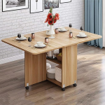 Klappbarer K&uuml;chen-Esstisch, 1,2 m, rechteckiger Holztisch mit 6 Rollen, platzsparendes skalierbares Design, runde Kante, ideal f&uuml;r kleine R&auml;ume, stilvoll und funktional