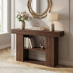 Lailang 53-tolline konsoollaud, kitsas diivanilaud, 3-astmeline koridorilaud riiulitega, puidust sissep&auml;&auml;sulaud, sissep&auml;&auml;sulaud elutuppa, keskaegne diivanilaud, 53 x 12 x 30 tolli, p&auml;hkelpuu