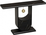 PQXQZ Moderner Konsolentisch mit Tischplatte aus Naturstein Flurtisch mit Metallgestell f&uuml;r Eingangsbereich Flur und Veranda(Black,120cm/47in)