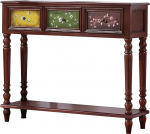 WPWSDWMX Konsolentisch f&uuml;r den Eingangsbereich mit Ablagefach, Massivholz-Konsolentisch mit Schubladen, Schmaler Beistelltisch aus Holz, Handbemaltes Design(Brown,116cm/45.5in)