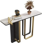 Generisch Moderner Konsolentisch - Stilvolle Tischplatte in Steinoptik, Robustes Gestell aus Metall und Massivholz, ideal f&uuml;r Eingangsbereich und Flur, einfache Montage, zeitgem&auml;&szlig;e Wohnkultur