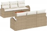 7-teiliges Garten-Sofa-Set mit Kissen Beige Poly Rattan Akazie Gartenlounge Model3347526