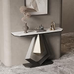 Moderner geometrischer Konsolentisch - Schmaler Industrie-Beistelltisch f&uuml;r den Eingangsbereich, f&uuml;r Wohnzimmer, Flur, Foyer - Stilvolles Gold-Finish, perfekt hinter der Couch (120 x 30 cm)