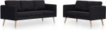 Tidyard diivanikomplekt Diivan Lounge diivanikomplektid Polsterdatud diivan Lounge m&ouml;&ouml;bel K&auml;etoega tool 2-osaline diivanvoodi 3-kohaline diivanvoodi Must