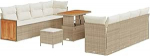 11-teiliges Garten-Sofa-Set mit Kissen beige Poly-Rattan Akazie Gartenlounge Model3363281