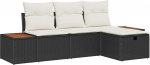 4-teiliges Garten Diivan Set mit Kissen Schwarz Poly Rattan Gartenlounge Model3359614