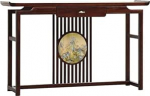 Eingangstisch, Heimdekoration mit Schublade, Konsolentisch aus Massivholz mit dekorativem Landschaftsgem&auml;lde, Sofatisch f&uuml;r Wohnzimmer, Flur, Foyer, Eingang (120 x 35 x 85 cm)