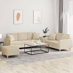 3-TLG. Sofagarnitur: 2- & 3-Sitzer + Hocker, pol&uuml;ester, 138&times;77&times;80 cm, kaasaegne, vastupidav.