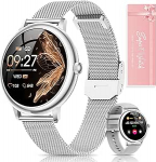 RUXINGX Naiste Smartwatch v&auml;ike &uuml;mmargune fitness-kell koos telefoni funktsiooniga 1,19-tolline AMOLED puuteekraan 24h s&uuml;dame l&ouml;&ouml;gisageduse monitor SpO2 menstruatsioonits&uuml;kkel, une kalorid sammuloendur, iOS Android kingitus Naised