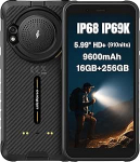 Ulefone RUGKING AI Outdoor nutitelefon, Android 15 AI k&otilde;ne salvestamine, 126 dB k&otilde;lar, pimestav taskulamp, 9600 mAh aku, 50 MP kaamera, 16 GB + 256 GB, 5,99-tolline HD+ (910 Nits), IP68 IP69K Robust mobiilne