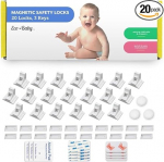 Eco-Baby Child Safety Cabinet and Drawer Lock - Magnetic Cabinet Lock No Drilling - Cabinet Lock for Baby Safety in Kitchen, Bathroom, Living Room - 20 Locks and 3 Keys