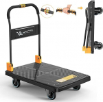 N&S Handcart Foldable Single Hand Trolley with Quiet Wheels Load Capacity 350 kg