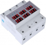 AC 390-500 V 3-faasiline DIN r&ouml;&ouml;pmel Voltmeeter Ampermeetri Reguleeritav &uuml;lepinge- ja alajooksu kaitse 63A, #112, digitaalne