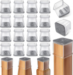 Ruudukujulised toolijalgade kaitsekorkid, 24 toolijalgade kaitsekorkide pakett, silikoon, l&auml;bipaistev vildiga, vildist liugurid toolidele, kaitsekorkid toolijalgadele k&otilde;vapuitp&otilde;randatele (sobib: 27-39 mm)