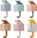 Koomuao Pack of 6 Children's Coat Hooks, Children's Coat Hooks, Animal Waterproof Children's Clothes Hooks, Clothes Hooks, Self-Adhesive for Home, Kitchen, Bedroom, Coats, Hats, Keys, Stick, Hangers