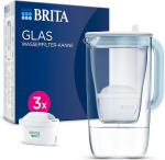 BRITA Glass Water Filter, Premium Jug, Light Blue (2.5 L), Includes 3 x MAXTRA PRO All-in-One Cartridge, Robust and Lightweight/Reduces Limescale, Chlorine, Metals such as Lead and Copper (Packaging