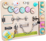 NUKied Busy Board for Toddlers, Wooden Montessori Busy Board, Baby Educational Sensory Toy for Learning Activities, Activity Board for Girls and Boys from 1 2 3 4 5 Years