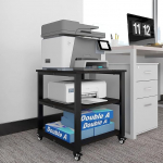 PUNCIA 3-tasandiline printerilaud universaalsete ratastega mobiilne printeri statiiv Printerik&auml;ru hoiuriiul 50 x 50 x 50 cm must kontorisse kodukontorisse kooli &otilde;ppet&ouml;&ouml;le