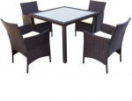 Aktive 61073 - Rattan Garden Table and Chair Set | Patio Table and Chairs Includes 4 Garden Chairs and 1 Garden Table 100 x 75 cm | Garden and Patio Furniture