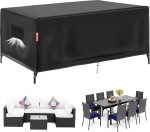 Vniyors Winter Garden Furniture Cover, 600d Oxford Garden Furniture Cover, Waterproof, Protective Cover, Garden Furniture, Winterproof for Garden Tables, Patio Furniture (270 x 180 x 90 cm, Black)