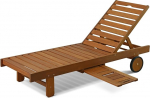 Furinno Tioman Outdoor Hardwood Sun Lounger with Shelf, Wood, Natural, 59.69 x 59.69 x 30.48 cm