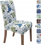 SPRINGRICO Stuhlhussen f&uuml;r Esszimmer, universelle Stretch-Passform, waschbar, f&uuml;r K&uuml;che, Parson, Spandex, abnehmbarer Schonbezug f&uuml;r Restaurant, Hotel, Zeremonie (1er-Set, Blumenmuster)