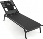 GIANTEX p&auml;evitustool n&auml;oava ja k&uuml;lgmiste aukudega, 5-suunaline reguleeritav v&auml;litool eemaldatava padjaga, metallist suvine lamamistool aeda ja basseini jaoks