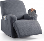 KinCam Stretch tugitooli kaitse koos k&auml;etoega, Wing Chair Cover, tugitooli kaitse l&otilde;&otilde;gastavale toolile ja teleritoolile, pehme pestav diivanikate lastele, koertele ja lemmikloomadele (1-kohaline, tumehall)